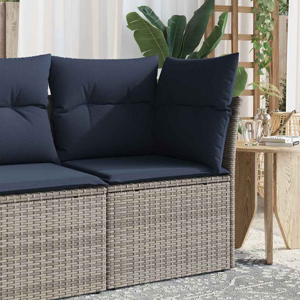 Garden Sofa 4 pcs Grey and navy 62 x 62 x 69 cm Poly rattan